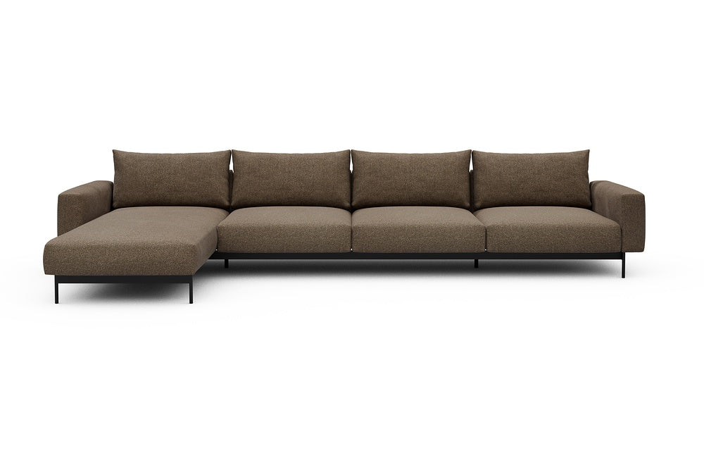 Arthon Modular Sofa - D3M - 395 x 185 cm - Chaise + 3 Seater - 817 Aivi Khaki Brown