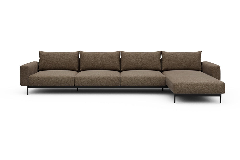 Arthon Modular Sofa - D3 - 395 x 185 cm - 3 Seater + Chaise - 817 Aivi Khaki Brown