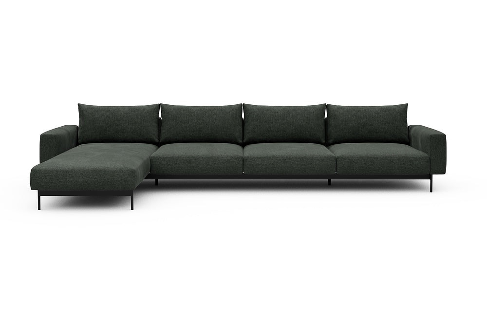 Arthon Modular Sofa - D3M - 395 x 185 cm - Chaise + 3 Seater - 818 Aivi Pine Green
