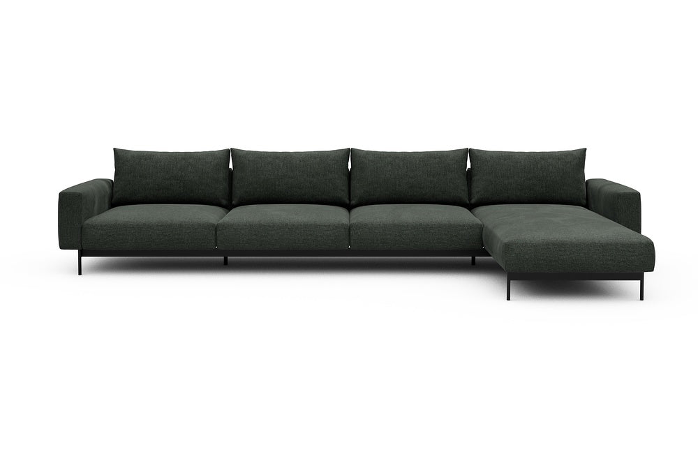 Arthon Modular Sofa - D3 - 395 x 185 cm - 3 Seater + Chaise - 818 Aivi Pine Green