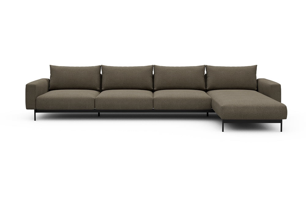 Arthon Modular Sofa - D3 - 395 x 185 cm - 3 Seater + Chaise - 850 Mahoga Caramel Grey