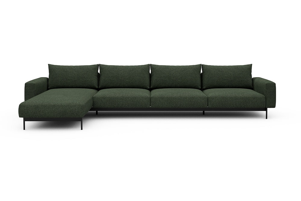 Arthon Modular Sofa - D3M - 395 x 185 cm - Chaise + 3 Seater - 869 Vanora Deep Green