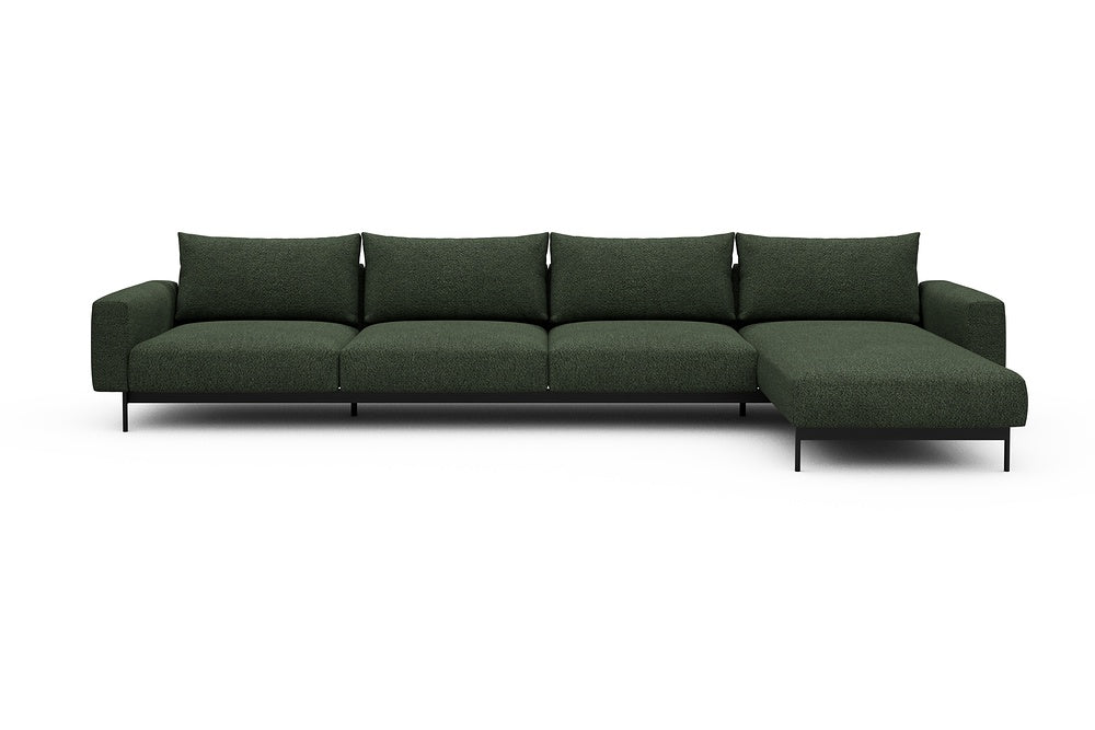 Arthon Modular Sofa - D3 - 395 x 185 cm - 3 Seater + Chaise - 869 Vanora Deep Green