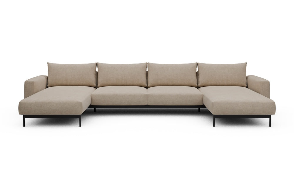 Arthon Modular Sofa - D4 - 395 x 185 cm - Chaise + 2 Seater + Chaise - 410 Esina Almond Beige