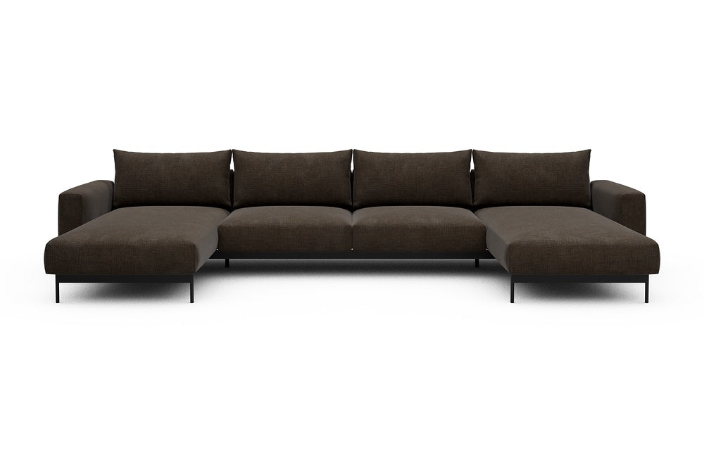 Arthon Modular Sofa - D4 - 395 x 185 cm - Chaise + 2 Seater + Chaise - 411 Esina Cedar Brown