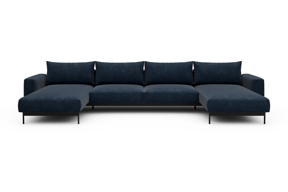 Arthon Modular Sofa - D4 - 395 x 185 cm - Chaise + 2 Seater + Chaise - 414 Esina Indigo Blue