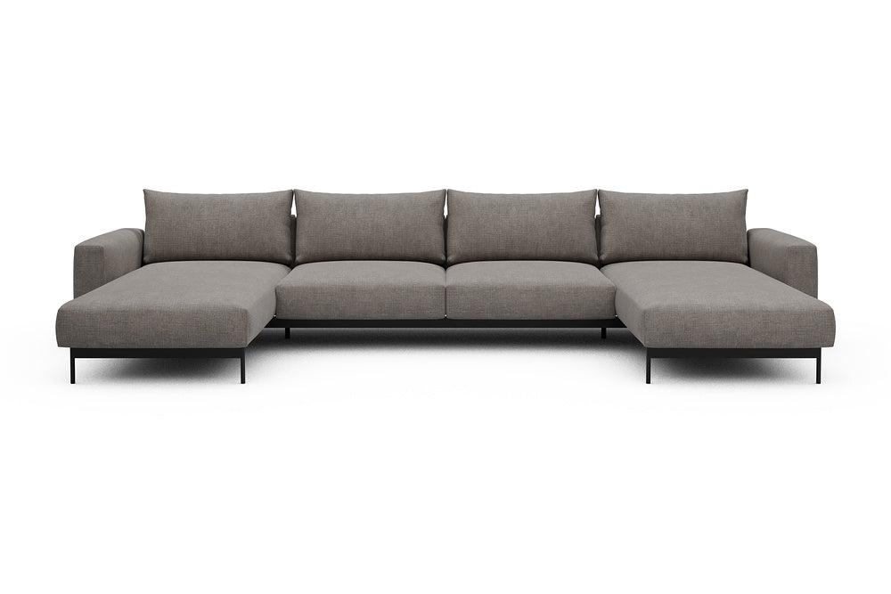 Arthon Modular Sofa - D4 - 395 x 185 cm - Chaise + 2 Seater + Chaise - 418 Esina Truffle