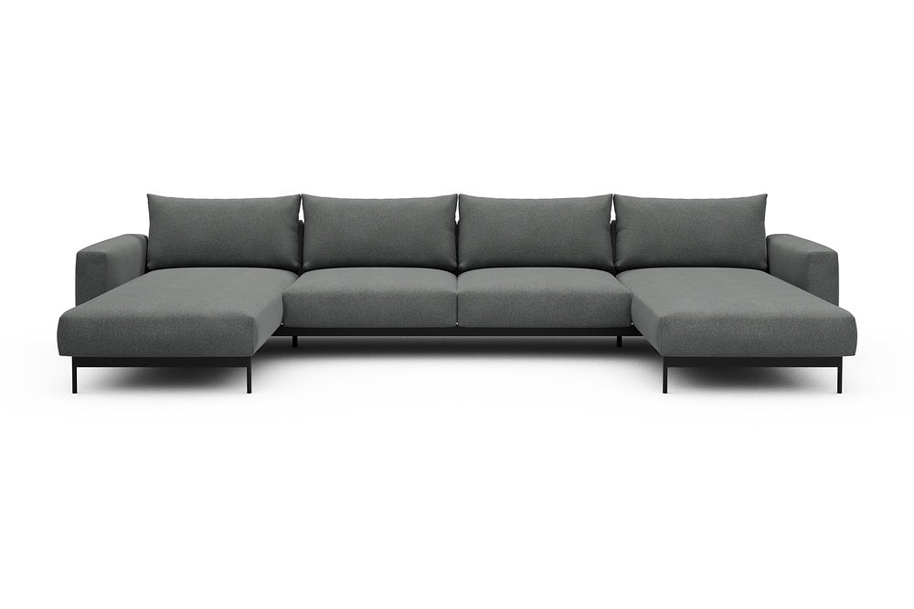 Arthon Modular Sofa - D4 - 395 x 185 cm - Chaise + 2 Seater + Chaise - 440 Satya Steel Grey