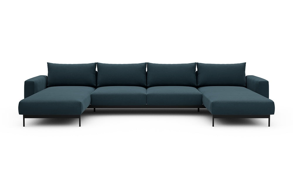 Arthon Modular Sofa - D4 - 395 x 185 cm - Chaise + 2 Seater + Chaise - 443 Satya Deep Blue
