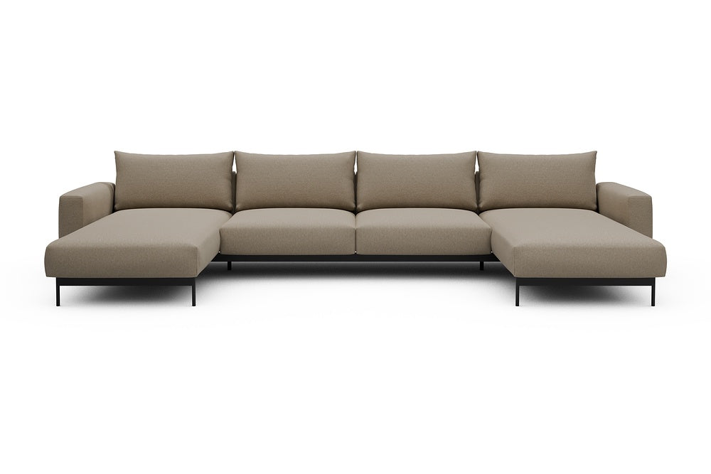 Arthon Modular Sofa - D4 - 395 x 185 cm - Chaise + 2 Seater + Chaise - 445 Satya Natural Biege