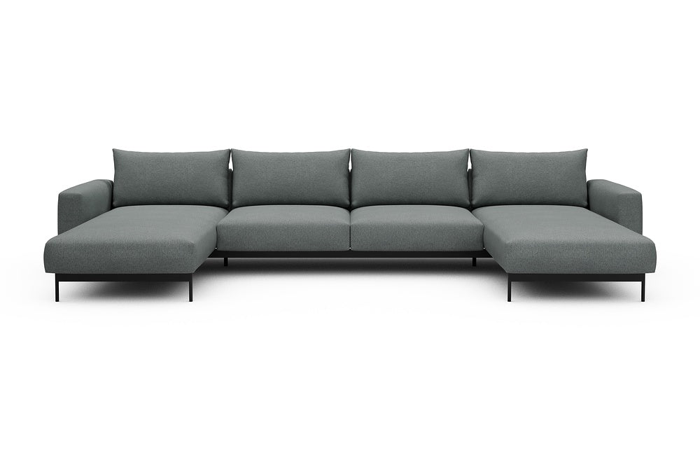 Arthon Modular Sofa - D4 - 395 x 185 cm - Chaise + 2 Seater + Chaise - 485 Denari Soft Grey