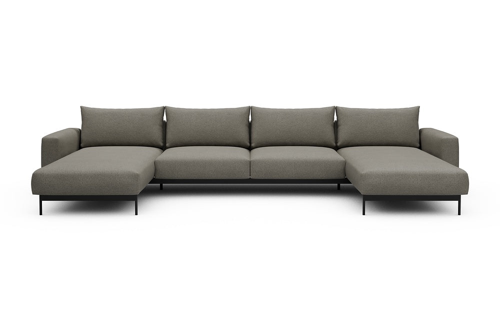 Arthon Modular Sofa - D4 - 395 x 185 cm - Chaise + 2 Seater + Chaise - 486 Denari Warm Grey