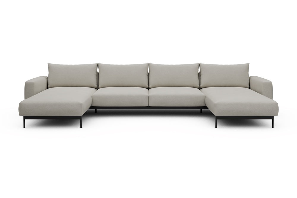 Arthon Modular Sofa - D4 - 395 x 185 cm - Chaise + 2 Seater + Chaise - 487 Denari Clean Beige