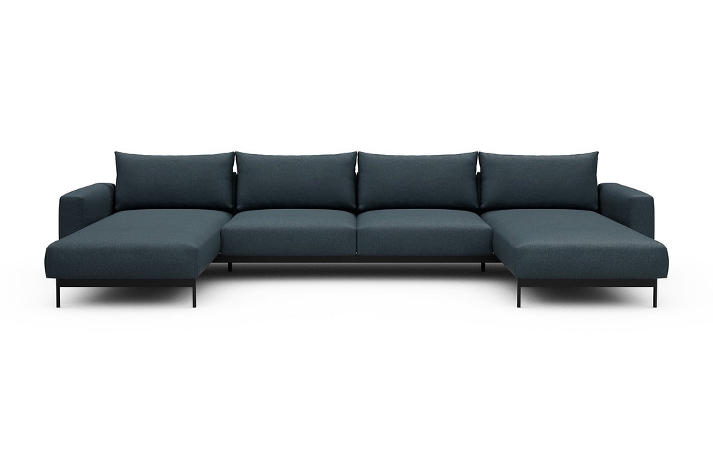 Arthon Modular Sofa - D4 - 395 x 185 cm - Chaise + 2 Seater + Chaise - 489 Denari Royal Blue
