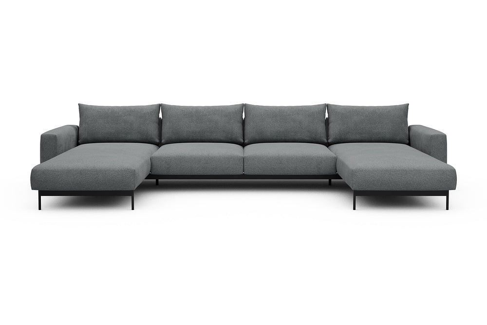Arthon Modular Sofa - D4 - 395 x 185 cm - Chaise + 2 Seater + Chaise - 495 Casone Gravel Grey