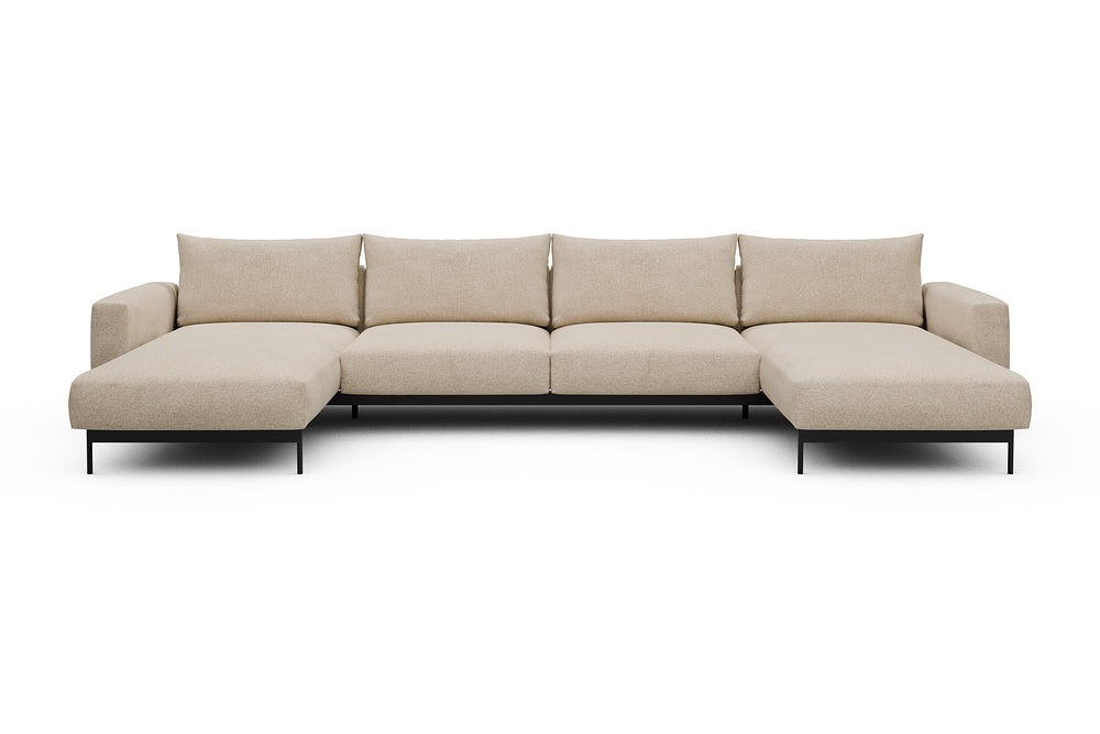 Arthon Modular Sofa - D4 - 395 x 185 cm - Chaise + 2 Seater + Chaise - 496 Casone Natural Beigie