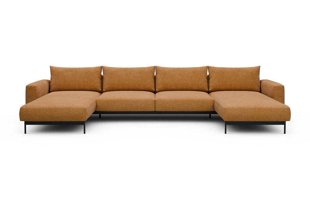 Arthon Modular Sofa - D4 - 395 x 185 cm - Chaise + 2 Seater + Chaise - 497 Casone Warm Yellow