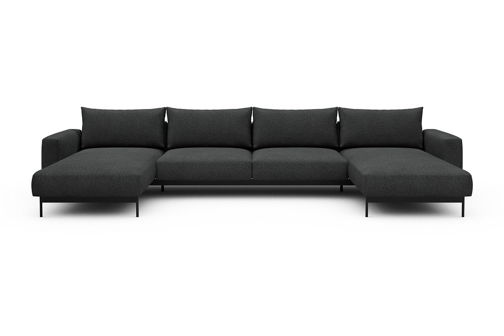 Arthon Modular Sofa - D4 - 395 x 185 cm - Chaise + 2 Seater + Chaise - 529 Bouclé Charcoal