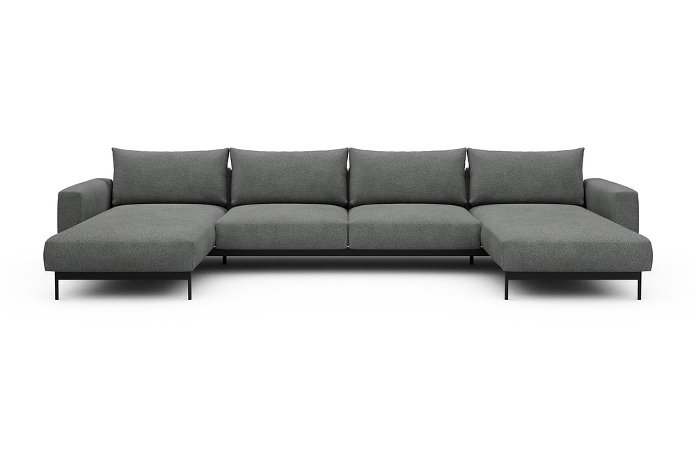 Arthon Modular Sofa - D4 - 395 x 185 cm - Chaise + 2 Seater + Chaise - 533 Bouclé Ash Grey