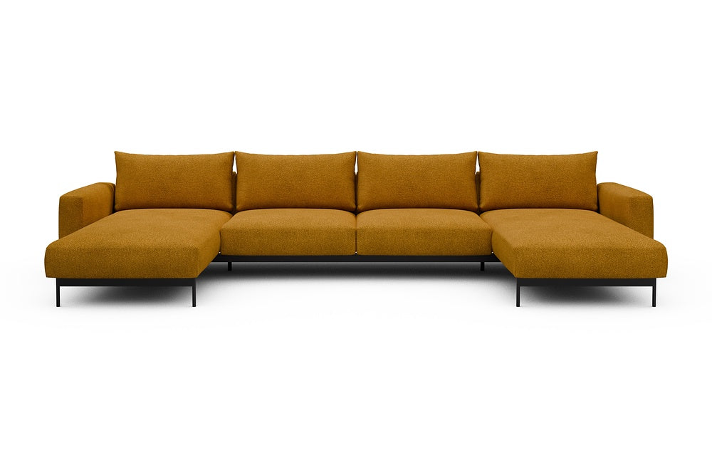 Arthon Modular Sofa - D4 - 395 x 185 cm - Chaise + 2 Seater + Chaise - 536 Bouclé Ochre