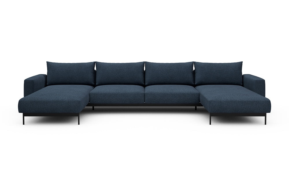 Arthon Modular Sofa - D4 - 395 x 185 cm - Chaise + 2 Seater + Chaise - 537 Bouclé Blue