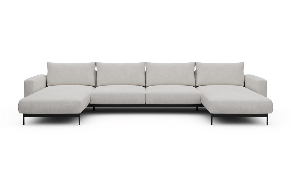 Arthon Modular Sofa - D4 - 395 x 185 cm - Chaise + 2 Seater + Chaise - 574 Vivus Dusty Off White