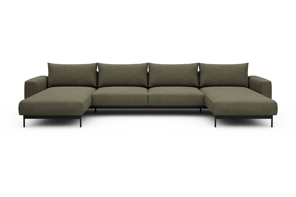 Arthon Modular Sofa - D4 - 395 x 185 cm - Chaise + 2 Seater + Chaise - 575 Vivus Dusty Olive