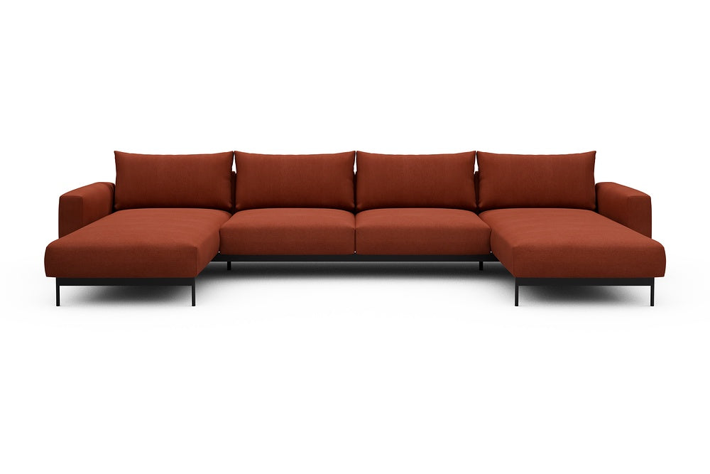 Arthon Modular Sofa - D4 - 395 x 185 cm - Chaise + 2 Seater + Chaise - 581 Argus Rust