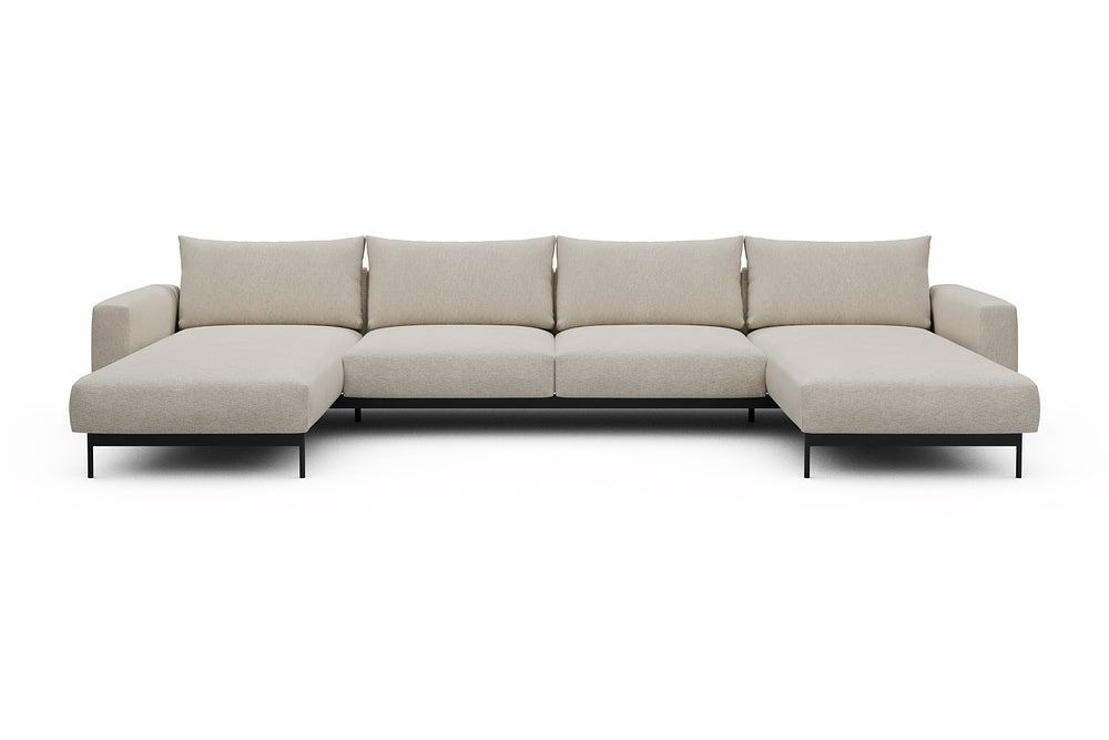 Arthon Modular Sofa - D4 - 395 x 185 cm - Chaise + 2 Seater + Chaise - 584 Argus Natural