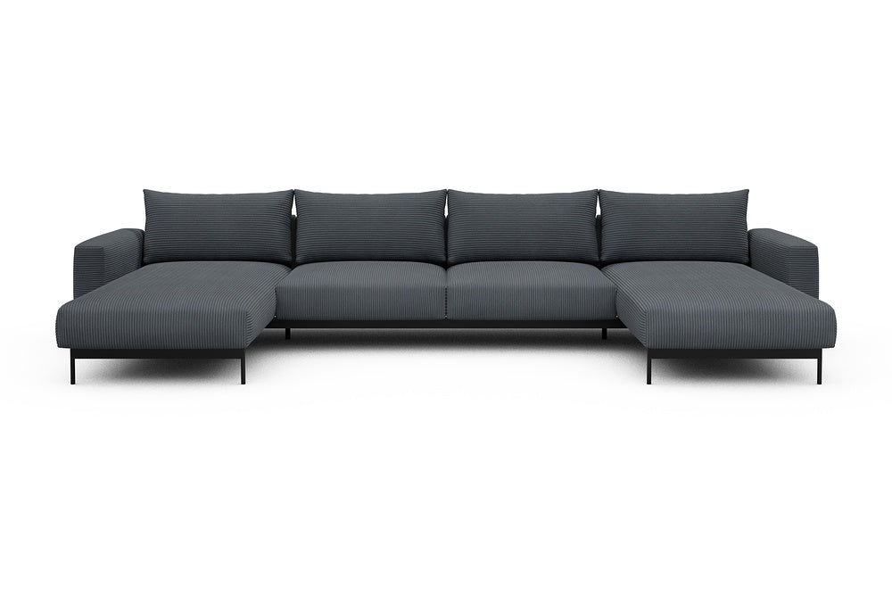 Arthon Modular Sofa - D4 - 395 x 185 cm - Chaise + 2 Seater + Chaise - 592 Corduroy Silvermist