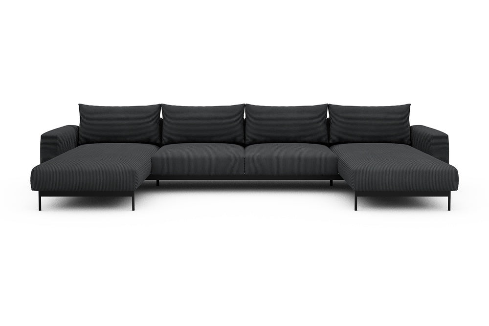 Arthon Modular Sofa - D4 - 395 x 185 cm - Chaise + 2 Seater + Chaise - 593 Corduroy Graphite