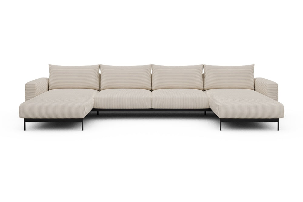 Arthon Modular Sofa - D4 - 395 x 185 cm - Chaise + 2 Seater + Chaise - 594 Corduroy Ivory