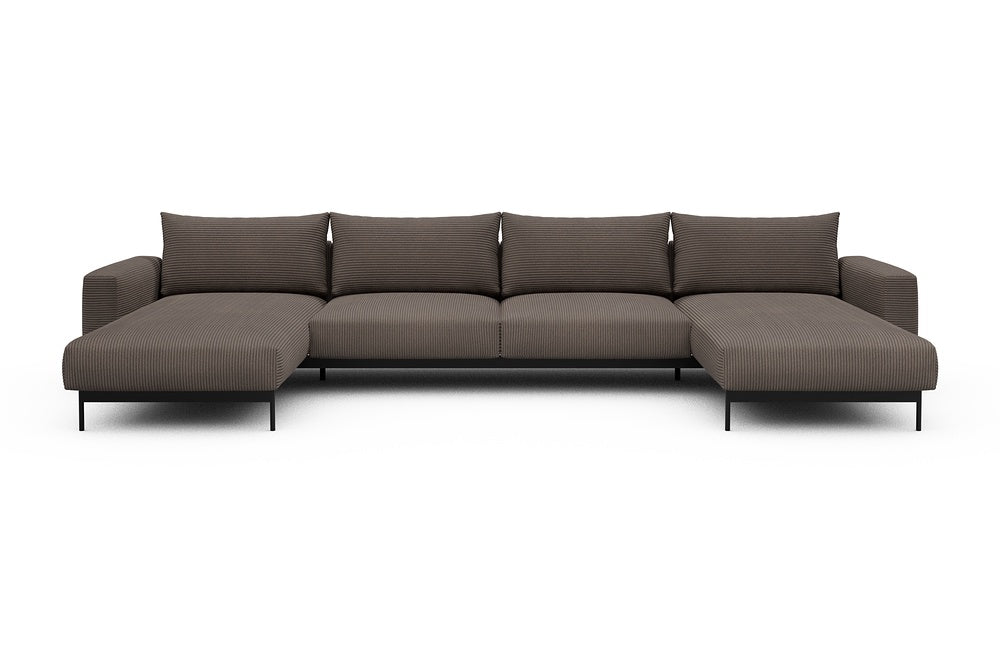 Arthon Modular Sofa - D4 - 395 x 185 cm - Chaise + 2 Seater + Chaise - 596 Corduroy Mocha