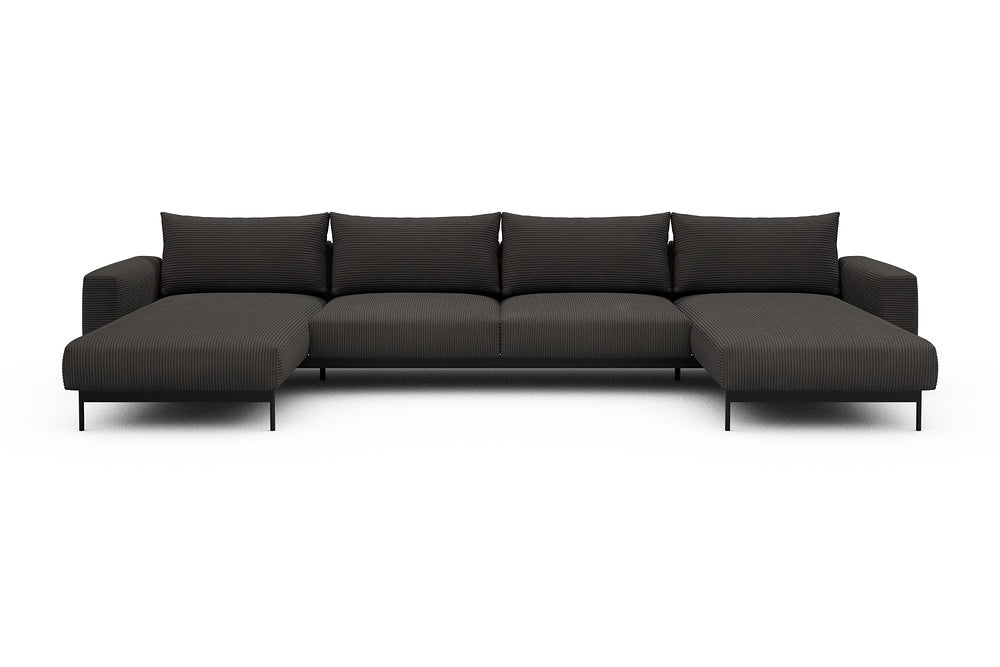 Arthon Modular Sofa - D4 - 395 x 185 cm - Chaise + 2 Seater + Chaise - 597 Corduroy Charcoal