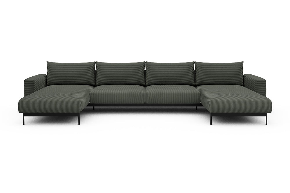 Arthon Modular Sofa - D4 - 395 x 185 cm - Chaise + 2 Seater + Chaise - 598 Corduroy Sage