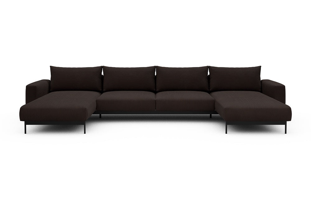 Arthon Modular Sofa - D4 - 395 x 185 cm - Chaise + 2 Seater + Chaise - 600 Corduroy Cocoa