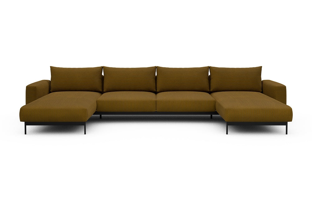 Arthon Modular Sofa - D4 - 395 x 185 cm - Chaise + 2 Seater + Chaise - 601 Corduroy Ochre