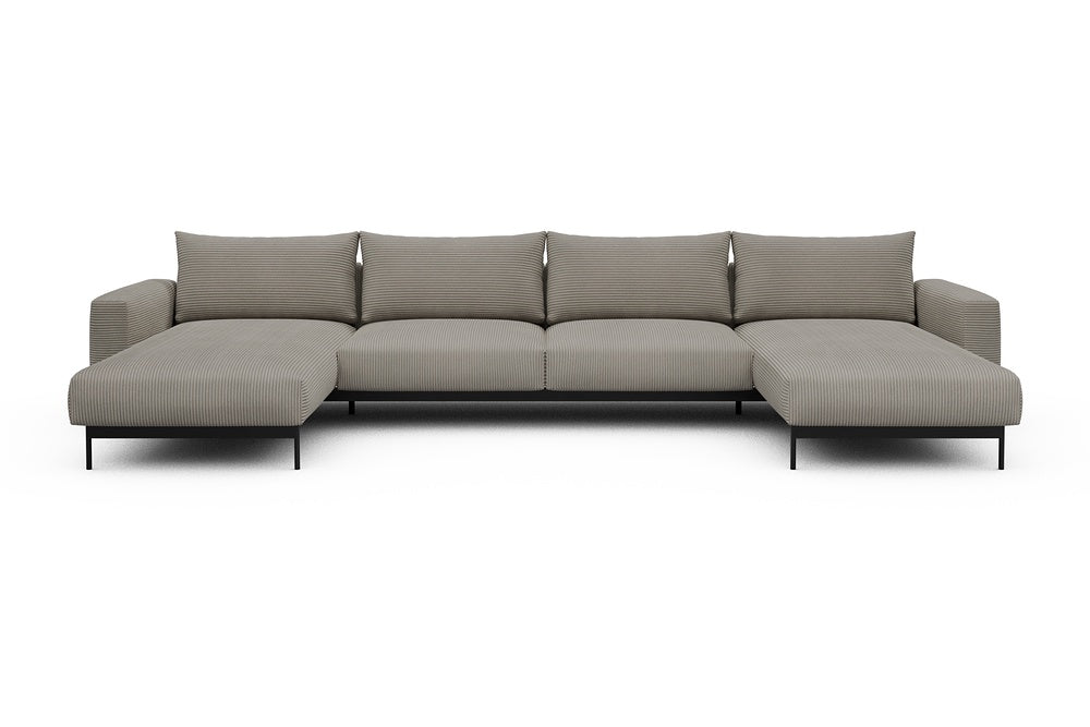Arthon Modular Sofa - D4 - 395 x 185 cm - Chaise + 2 Seater + Chaise - 603 Corduroy Beige