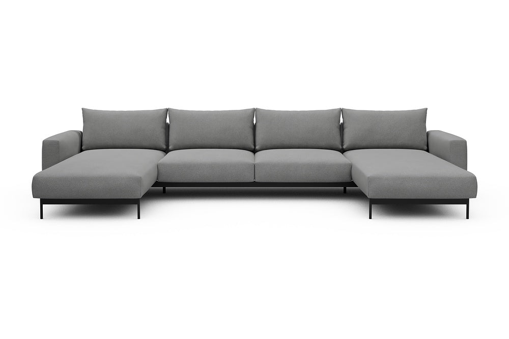 Arthon Modular Sofa - D4 - 395 x 185 cm - Chaise + 2 Seater + Chaise - 764 Cura Sand Grey