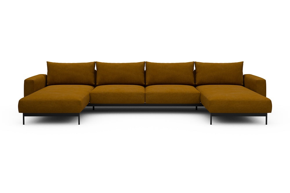 Arthon Modular Sofa - D4 - 395 x 185 cm - Chaise + 2 Seater + Chaise - 767 Cura Apricot