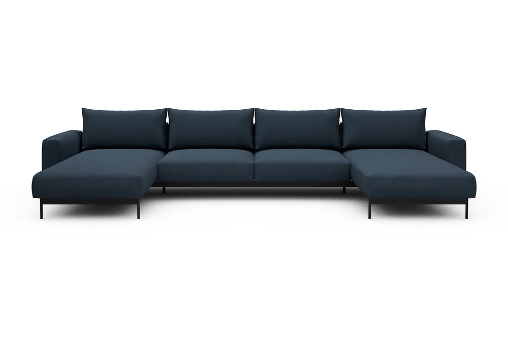 Arthon Modular Sofa - D4 - 395 x 185 cm - Chaise + 2 Seater + Chaise - 768 Cura Oxford Blue