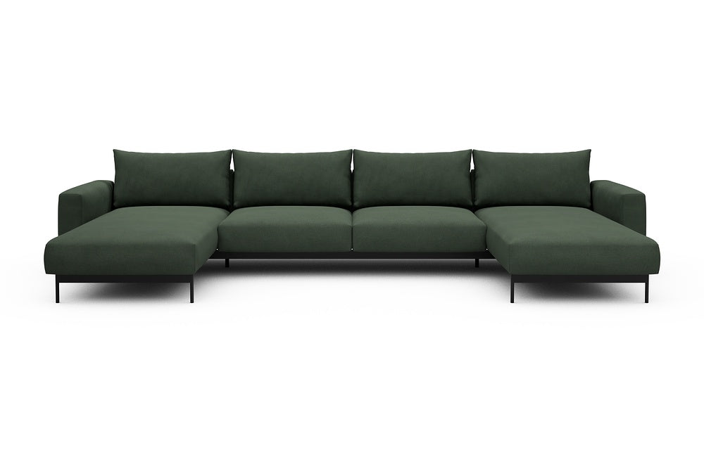 Arthon Modular Sofa - D4 - 395 x 185 cm - Chaise + 2 Seater + Chaise - 769 Cura Saga Green