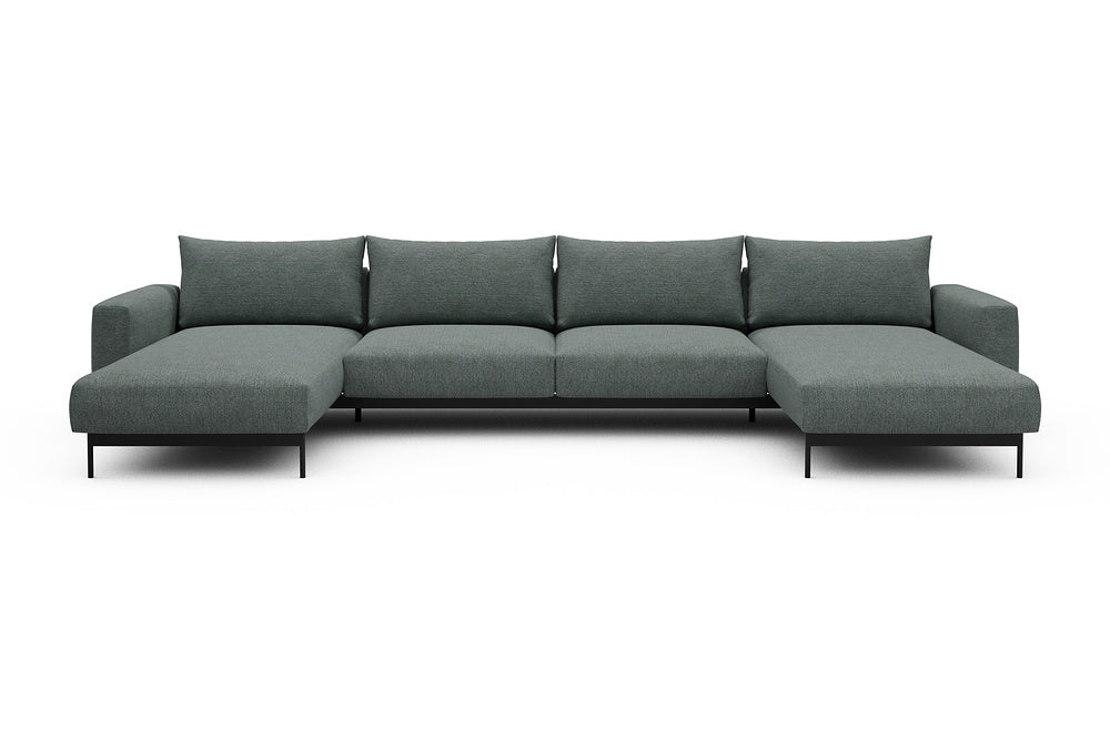 Arthon Modular Sofa - D4 - 395 x 185 cm - Chaise + 2 Seater + Chaise - 770 Carreno Cielo Blue