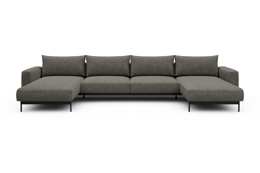 Arthon Modular Sofa - D4 - 395 x 185 cm - Chaise + 2 Seater + Chaise - 771 Carreno Sepia Brown