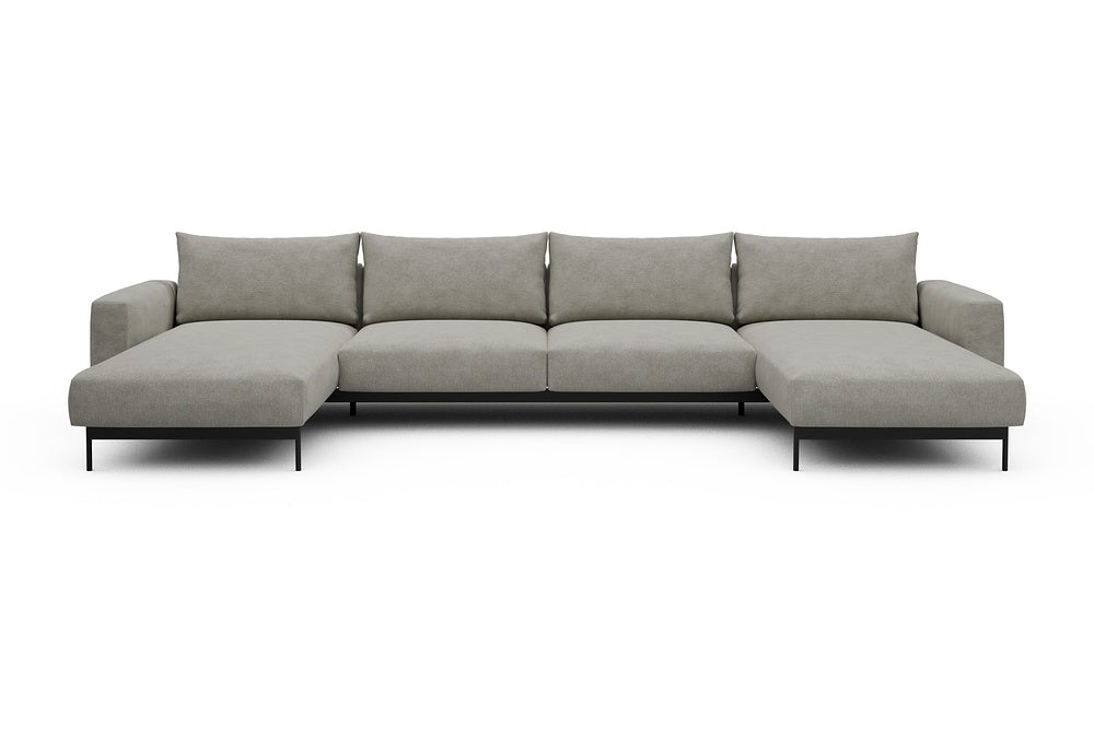 Arthon Modular Sofa - D4 - 395 x 185 cm - Chaise + 2 Seater + Chaise - 773 Carreno Moon Stone White