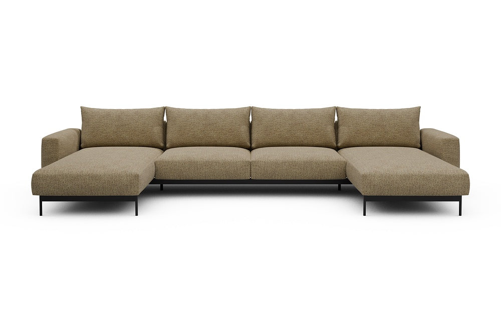 Arthon Modular Sofa - D4 - 395 x 185 cm - Chaise + 2 Seater + Chaise - 774 Carreno Sicilian Yellow