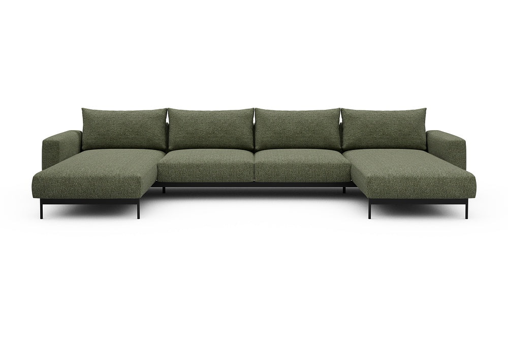 Arthon Modular Sofa - D4 - 395 x 185 cm - Chaise + 2 Seater + Chaise - 775 Carreno Vivid Green
