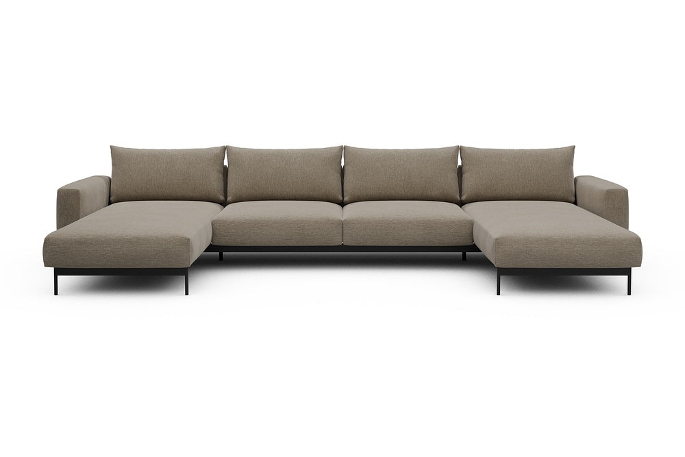 Arthon Modular Sofa - D4 - 395 x 185 cm - Chaise + 2 Seater + Chaise - 810 Smooth Smooth Beige
