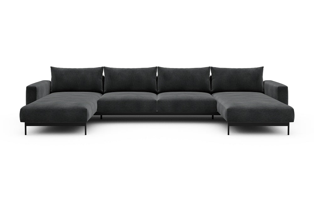 Arthon Modular Sofa - D4 - 395 x 185 cm - Chaise + 2 Seater + Chaise - 811 Smooth Deep Warm Grey