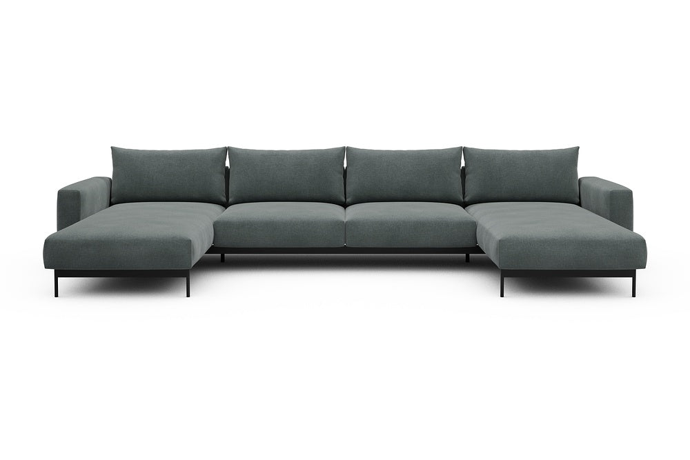 Arthon Modular Sofa - D4 - 395 x 185 cm - Chaise + 2 Seater + Chaise - 812 Smooth Smooth Silver Grey